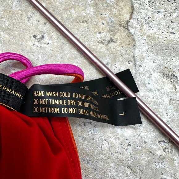 ViX Paula Hermanny Bikini Top L Triangle Swimwear Pink Orange Adjustable NWT - Picture 5 of 7